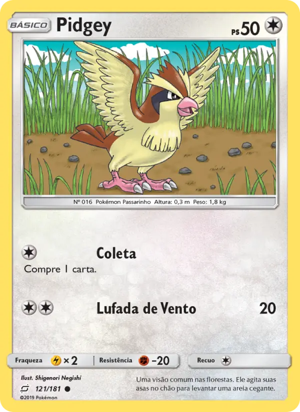 Carta Pidgey, número 121/181 da coleção União de Aliados