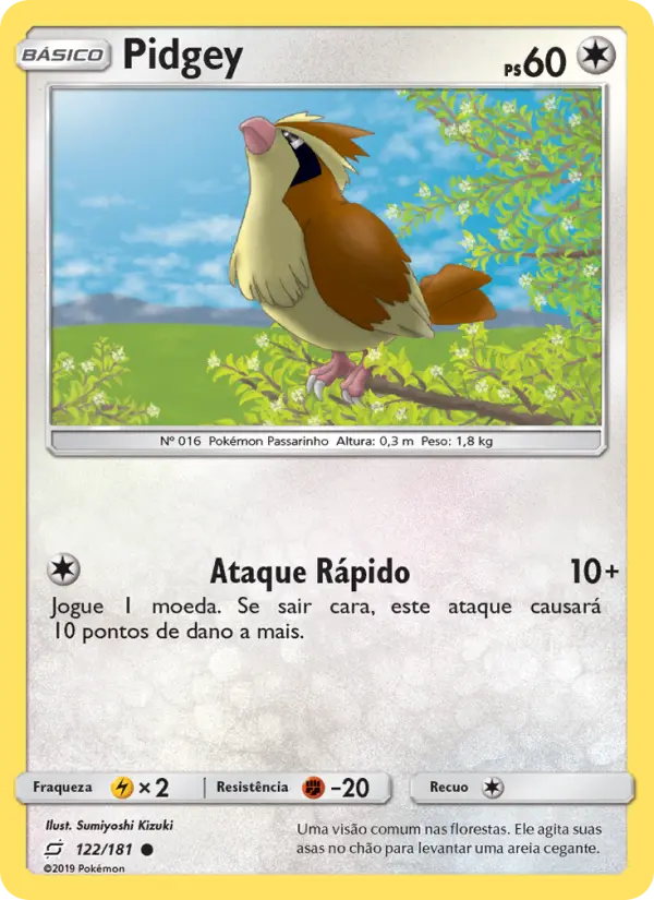 Carta Pidgey, número 122/181 da coleção União de Aliados