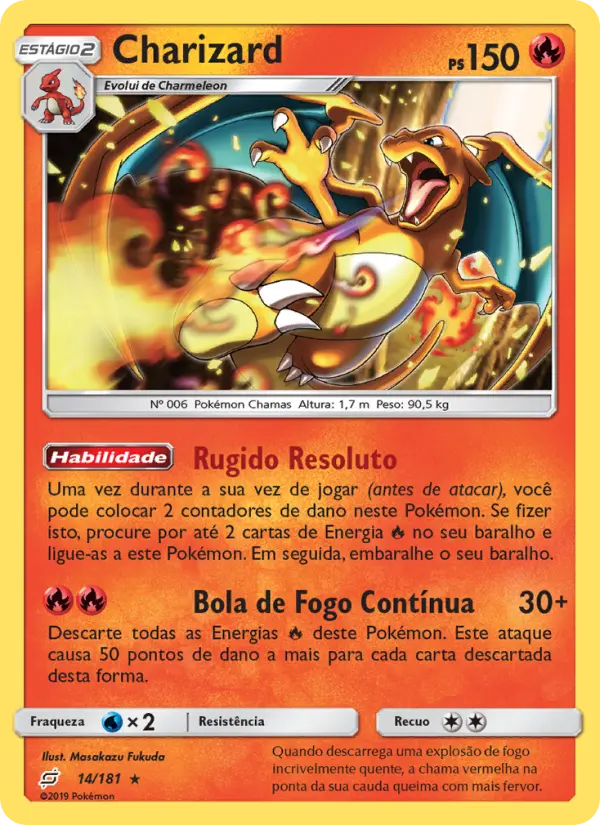 Carta Charizard, número 14/181 da coleção União de Aliados