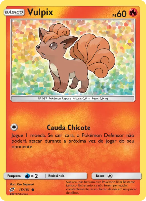 Carta Vulpix, número 15/181 da coleção União de Aliados