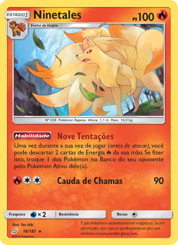 Carta Ninetales, número 16/181 da coleção União de Aliados