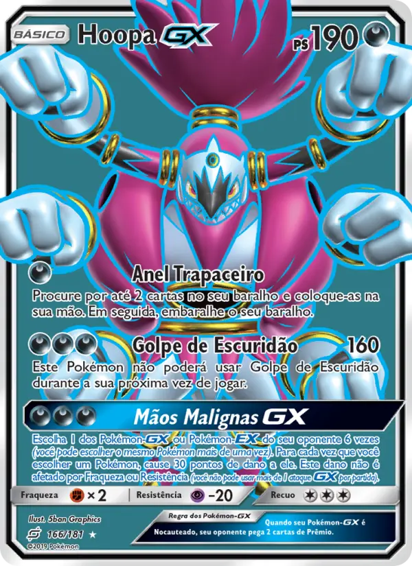 Carta Hoopa GX, número 166/181 da coleção União de Aliados