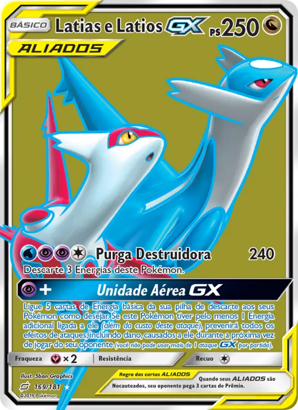 Carta Latias e Latios GX, número 169/181 da coleção União de Aliados