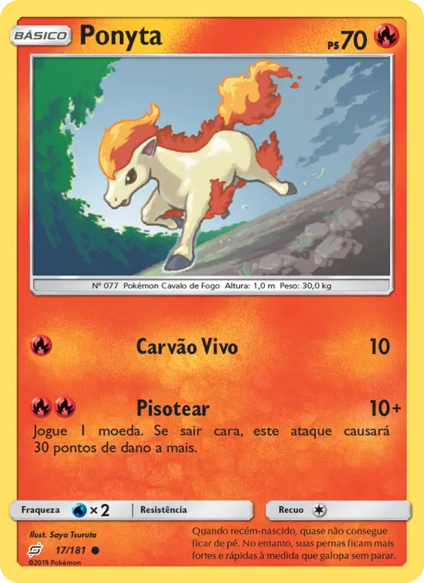 Carta Ponyta, número 17/181 da coleção União de Aliados