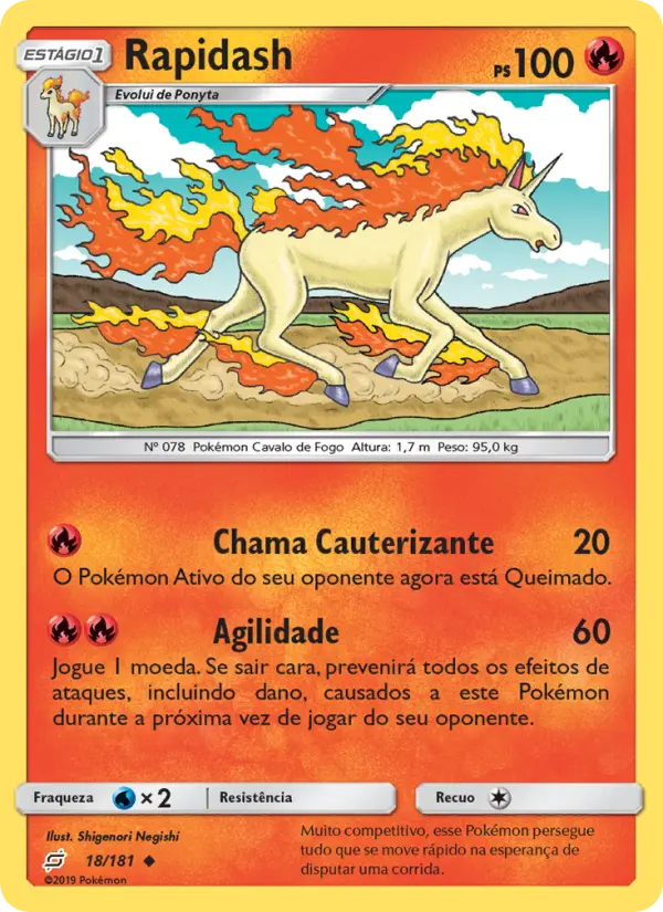 Carta Rapidash, número 18/181 da coleção União de Aliados