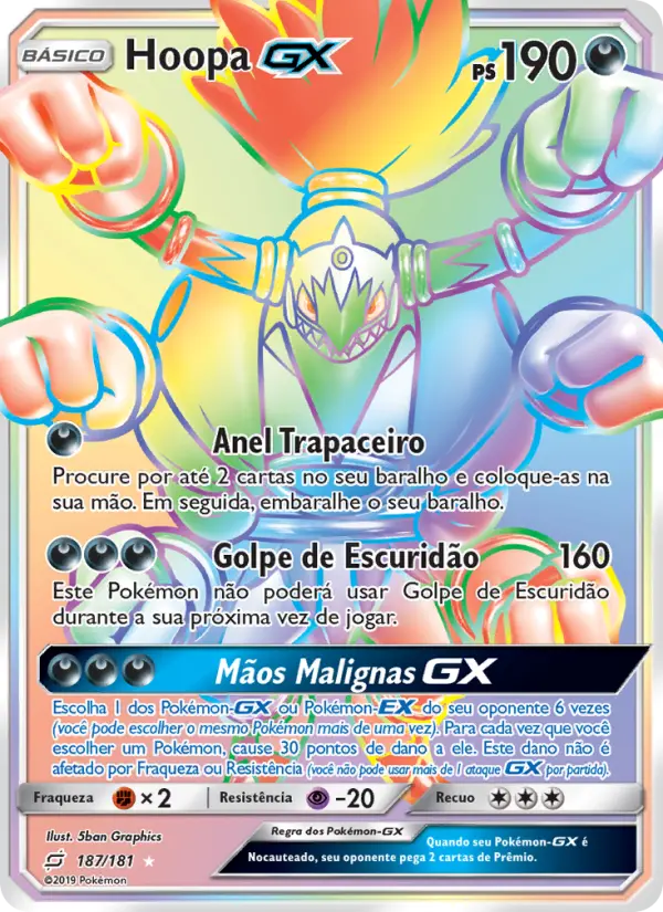 Carta Hoopa GX, número 187/181 da coleção União de Aliados