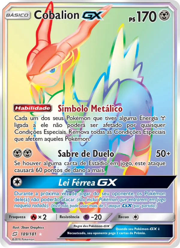 Carta Cobalion GX, número 189/181 da coleção União de Aliados