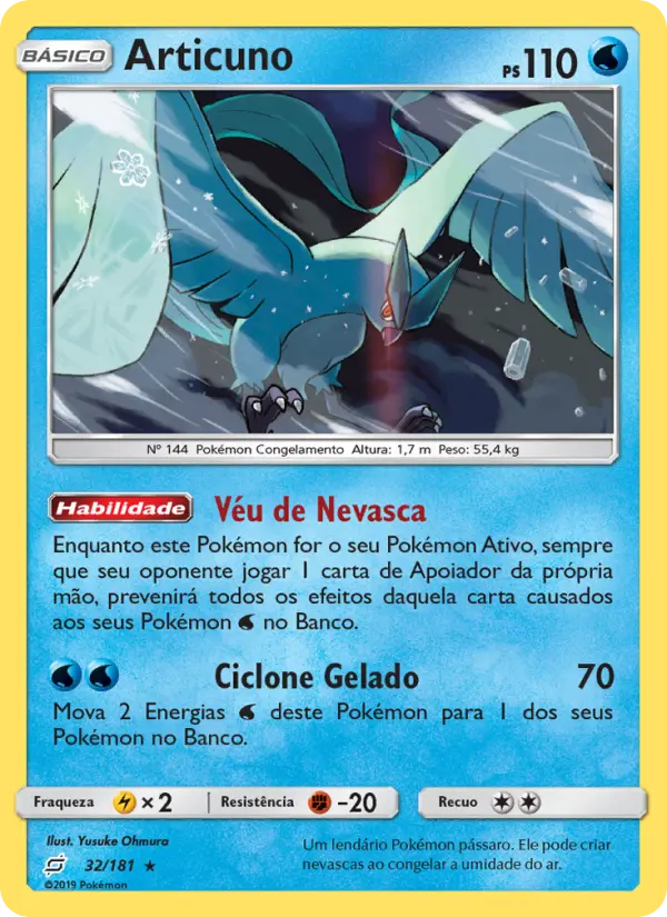 Carta Articuno, número 32/181 da coleção União de Aliados