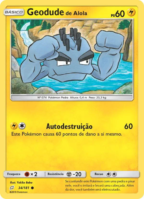 Carta Geodude de Alola, número 34/181 da coleção União de Aliados