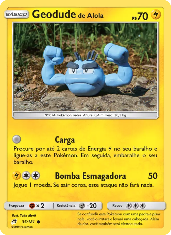 Carta Geodude de Alola, número 35/181 da coleção União de Aliados