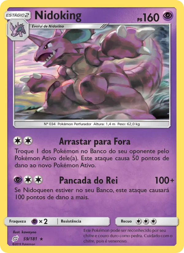 Carta Nidoking, número 59/181 da coleção União de Aliados
