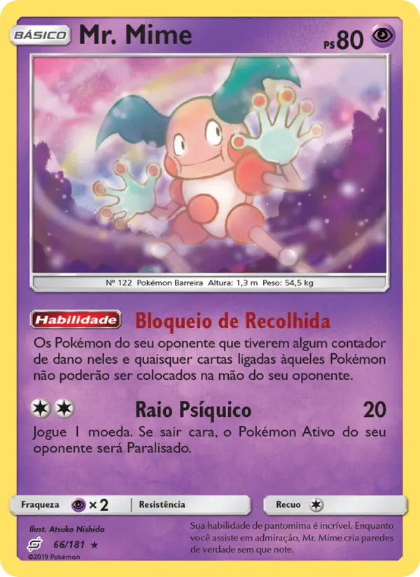 Carta Mr. Mime, número 66/181 da coleção União de Aliados