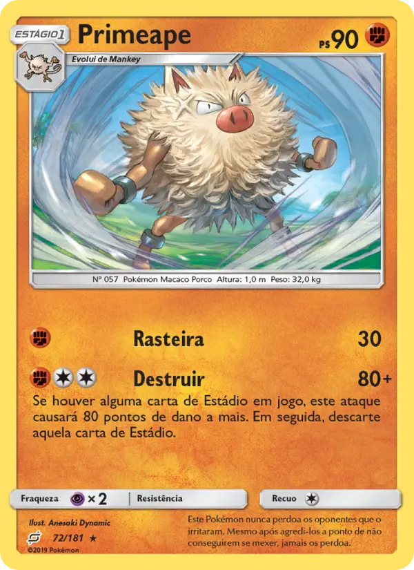 Carta Primeape, número 72/181 da coleção União de Aliados