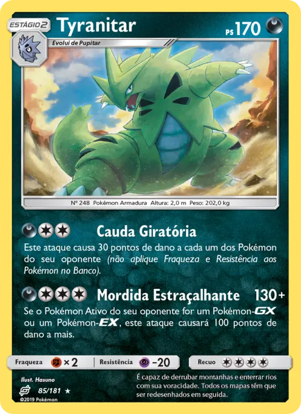 Carta Tyranitar, número 85/181 da coleção União de Aliados