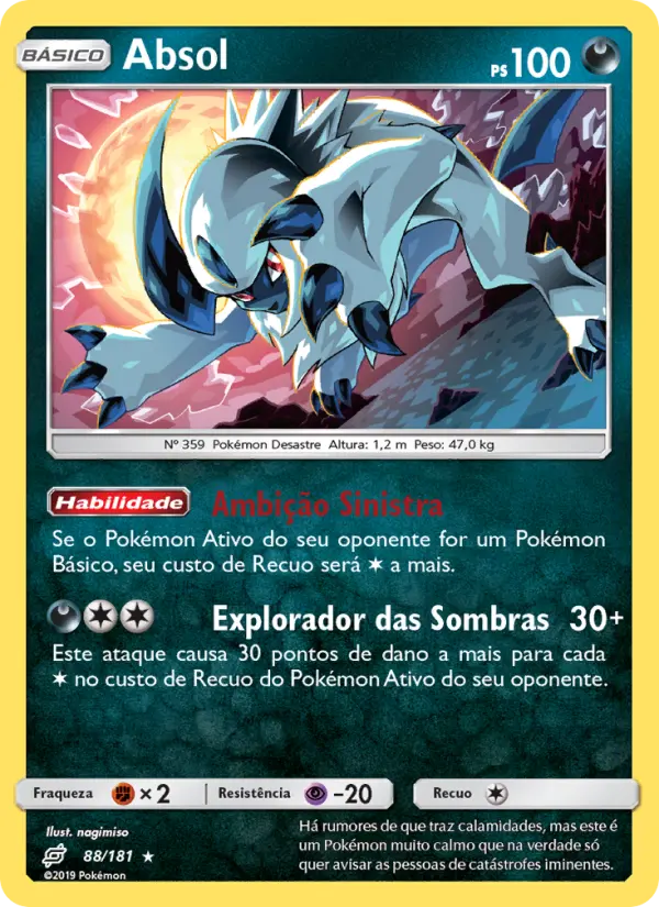 Carta Absol, número 88/181 da coleção União de Aliados