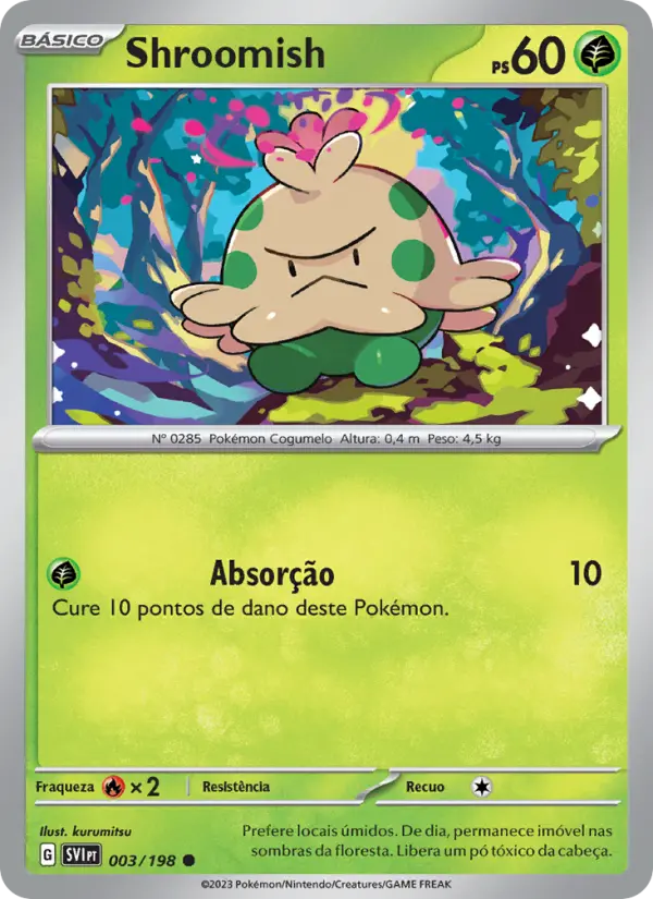 Carta Shroomish, número 003/198 da coleção Escarlate e Violeta