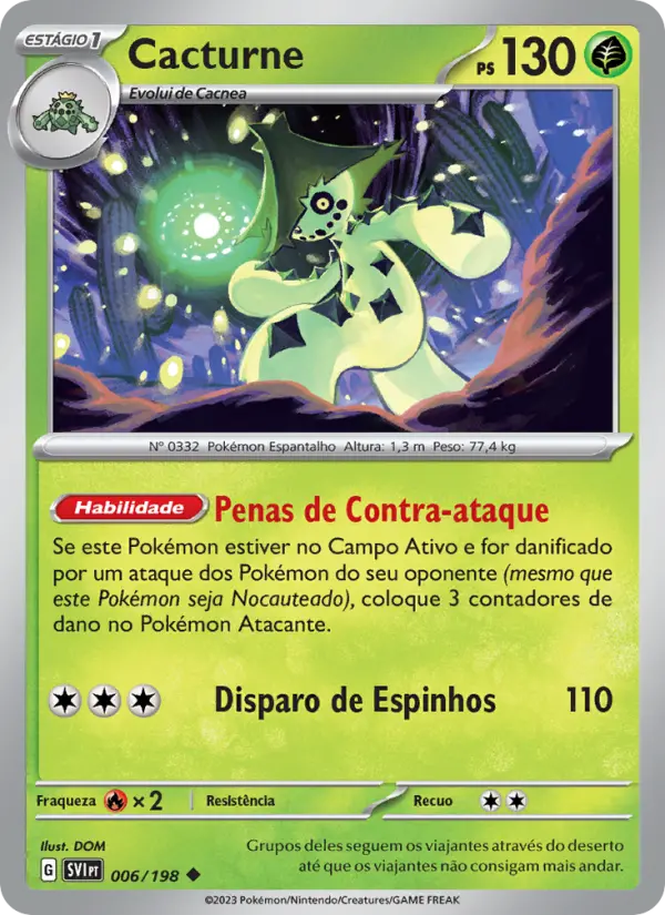 Carta Cacturne, número 006/198 da coleção Escarlate e Violeta