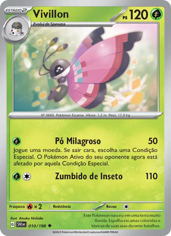 Carta Vivillon, número 010/198 da coleção Escarlate e Violeta