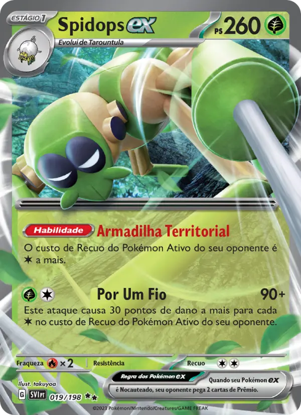 Carta Spidops ex, número 019/198 da coleção Escarlate e Violeta