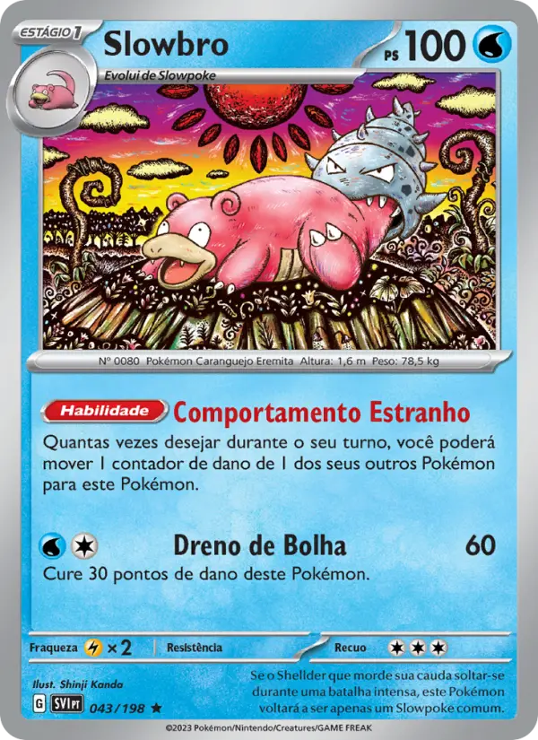 Carta Slowbro, número 043/198 da coleção Escarlate e Violeta