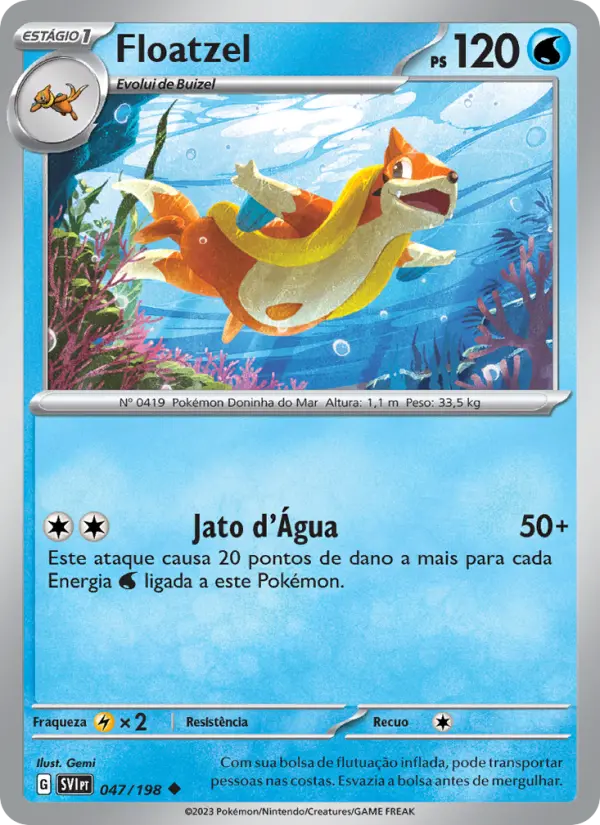 Carta Floatzel, número 047/198 da coleção Escarlate e Violeta