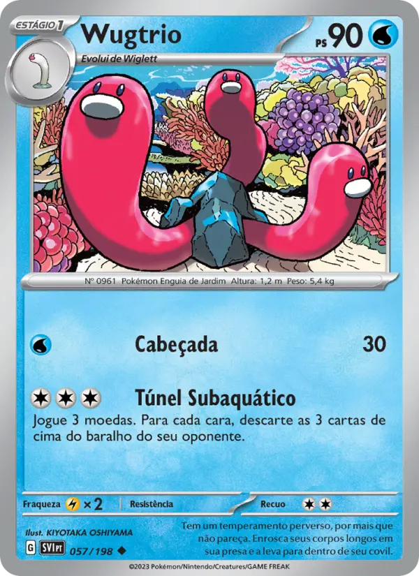 Carta Wugtrio, número 057/198 da coleção Escarlate e Violeta