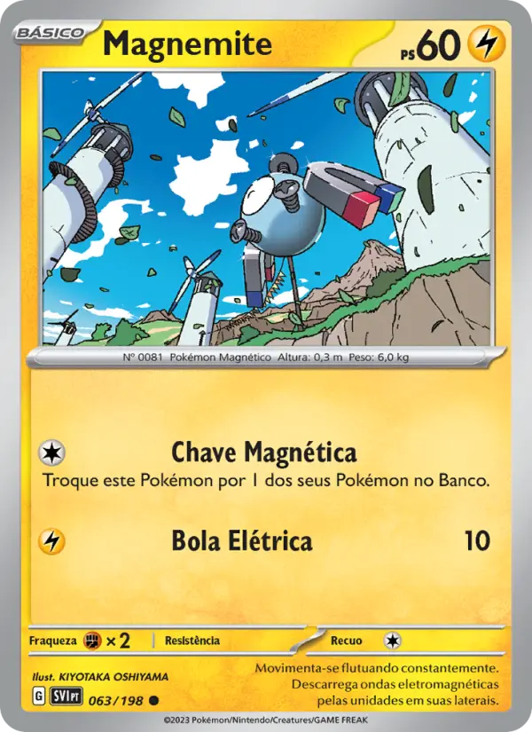 Carta Magnemite, número 063/198 da coleção Escarlate e Violeta
