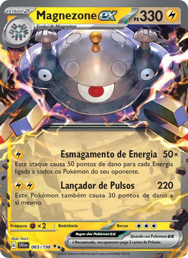 Carta Magnezone ex, número 065/198 da coleção Escarlate e Violeta