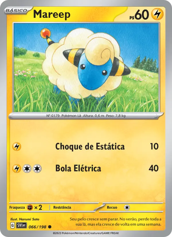 Carta Mareep, número 066/198 da coleção Escarlate e Violeta