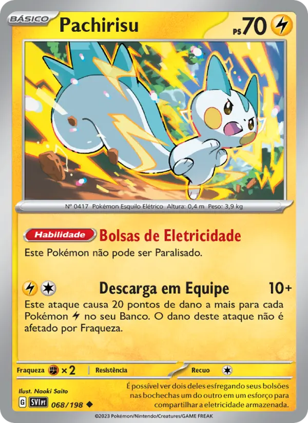Carta Pachirisu, número 068/198 da coleção Escarlate e Violeta
