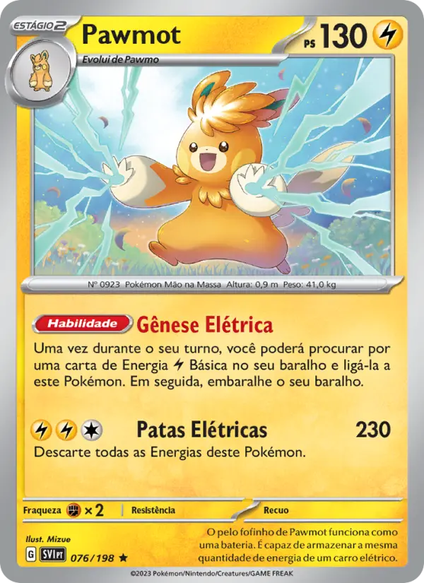 Carta Pawmot, número 076/198 da coleção Escarlate e Violeta
