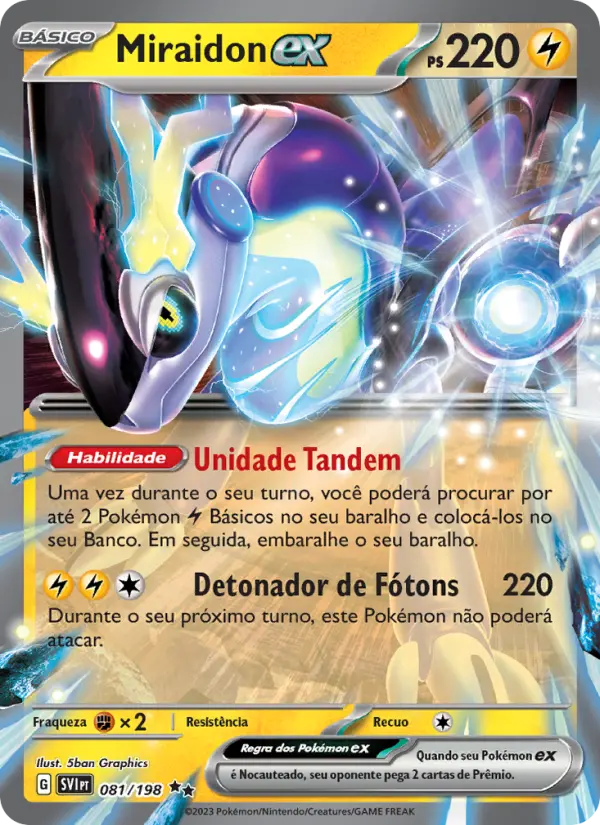 Carta Miraidon ex, número 081/198 da coleção Escarlate e Violeta