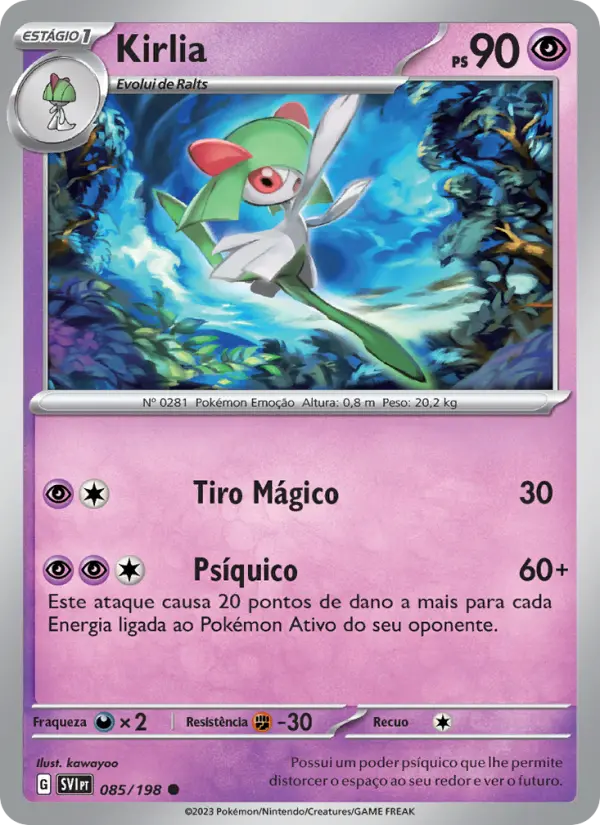 Carta Kirlia, número 085/198 da coleção Escarlate e Violeta