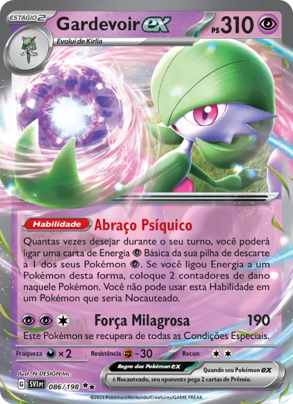 Carta Gardevoir ex, número 086/198 da coleção Escarlate e Violeta