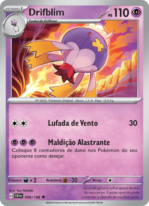 Carta Drifblim, número 090/198 da coleção Escarlate e Violeta