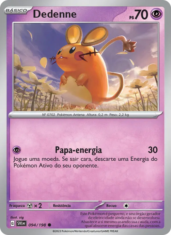 Carta Dedenne, número 094/198 da coleção Escarlate e Violeta