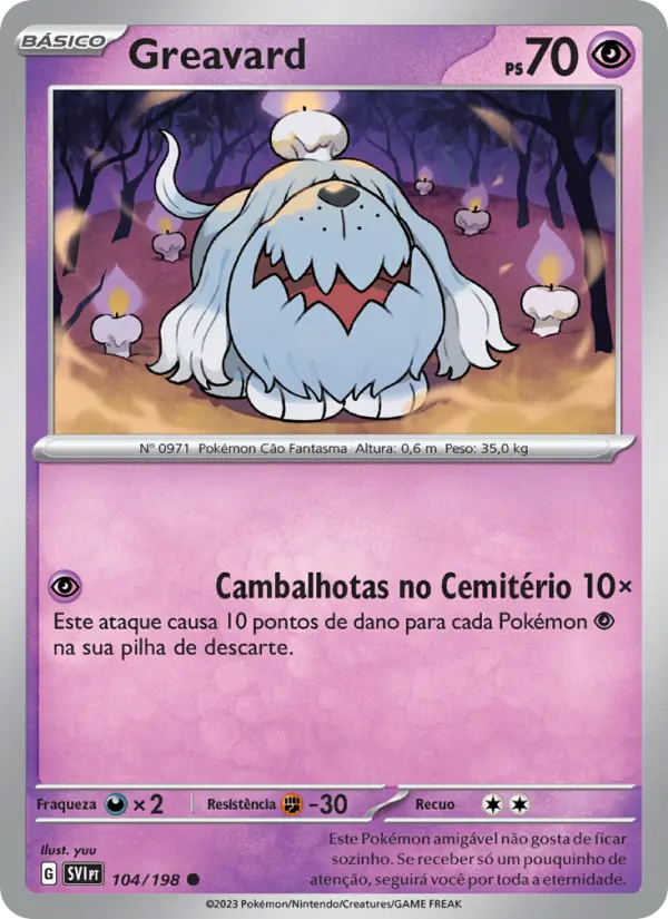 Carta Greavard, número 104/198 da coleção Escarlate e Violeta