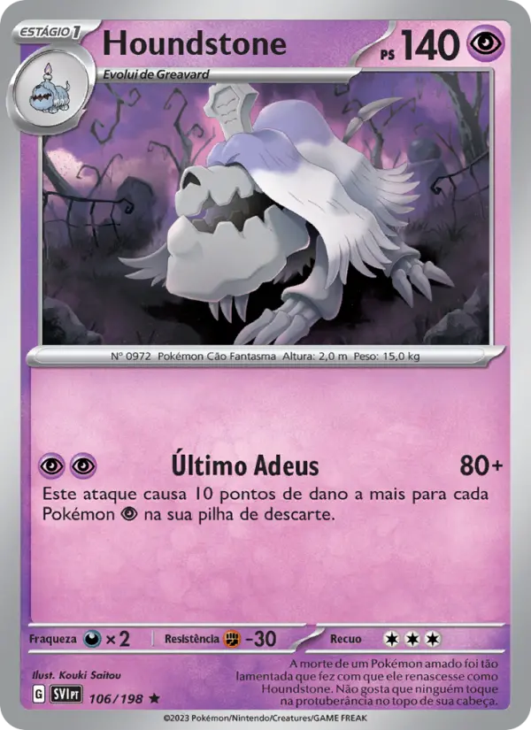 Carta Houndstone, número 106/198 da coleção Escarlate e Violeta