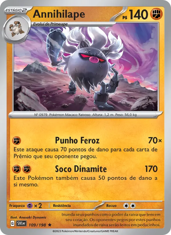 Carta Annihilape, número 109/198 da coleção Escarlate e Violeta