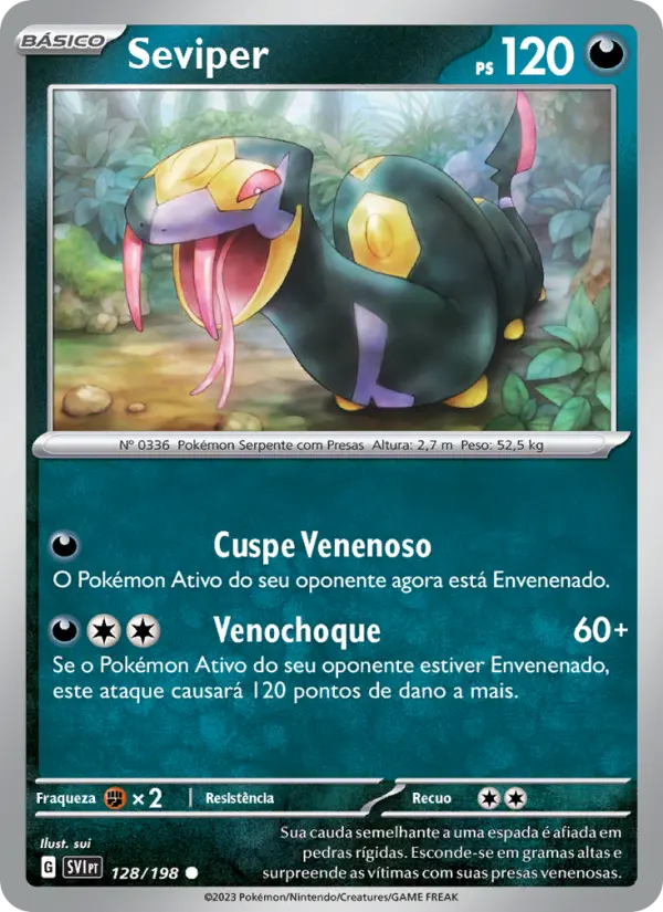 Carta Seviper, número 128/198 da coleção Escarlate e Violeta
