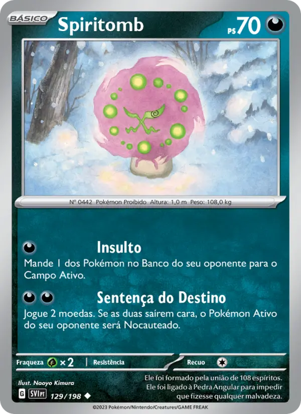 Carta Spiritomb, número 129/198 da coleção Escarlate e Violeta