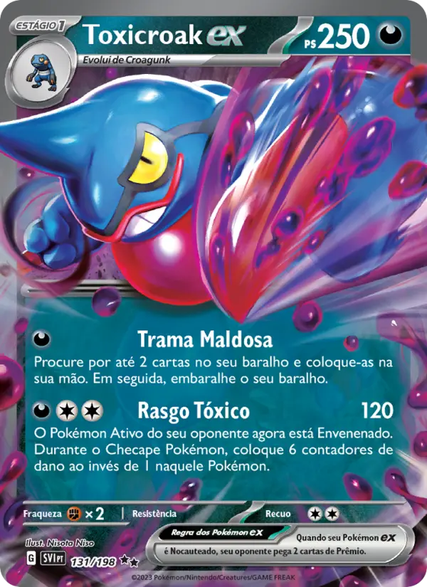Carta Toxicroak ex, número 131/198 da coleção Escarlate e Violeta