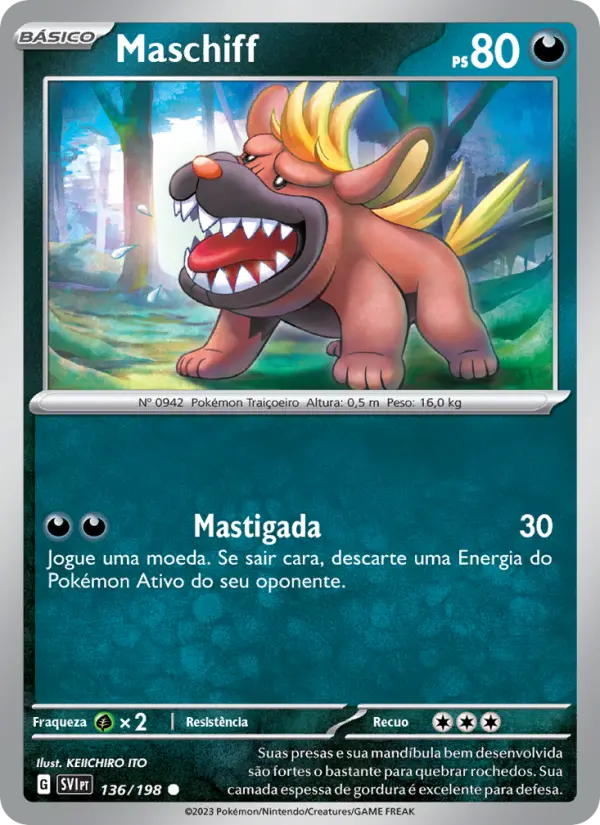 Carta Maschiff, número 136/198 da coleção Escarlate e Violeta