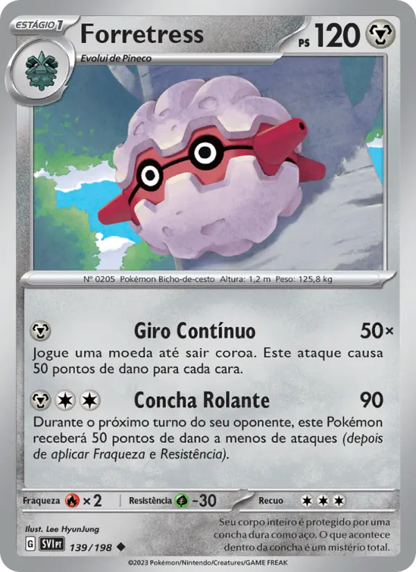Carta Forretress, número 139/198 da coleção Escarlate e Violeta