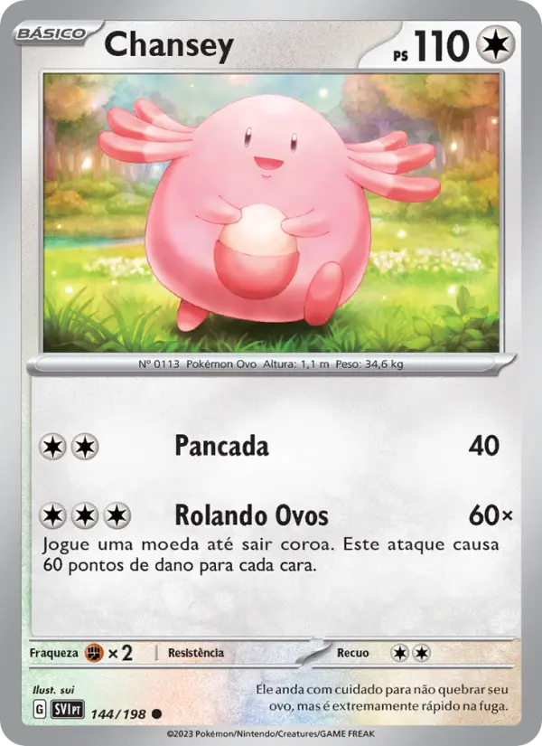 Carta Chansey, número 144/198 da coleção Escarlate e Violeta