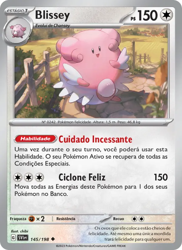 Carta Blissey, número 145/198 da coleção Escarlate e Violeta