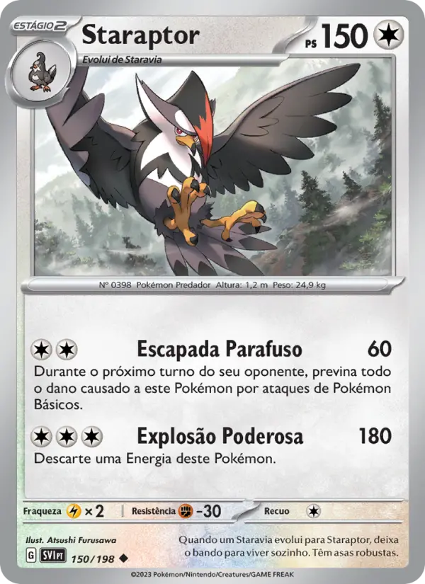 Carta Staraptor, número 150/198 da coleção Escarlate e Violeta