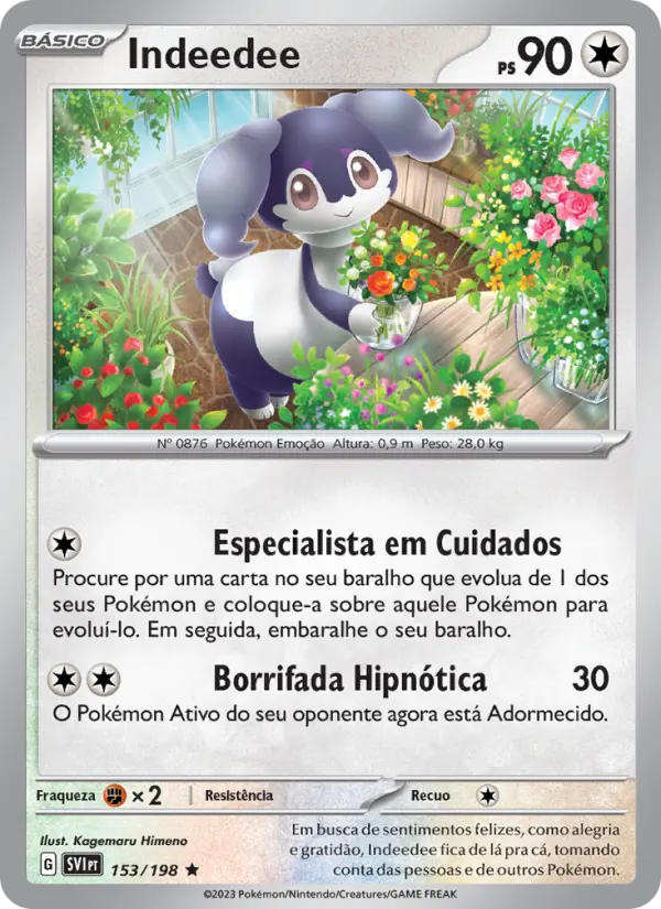 Carta Indeedee, número 153/198 da coleção Escarlate e Violeta