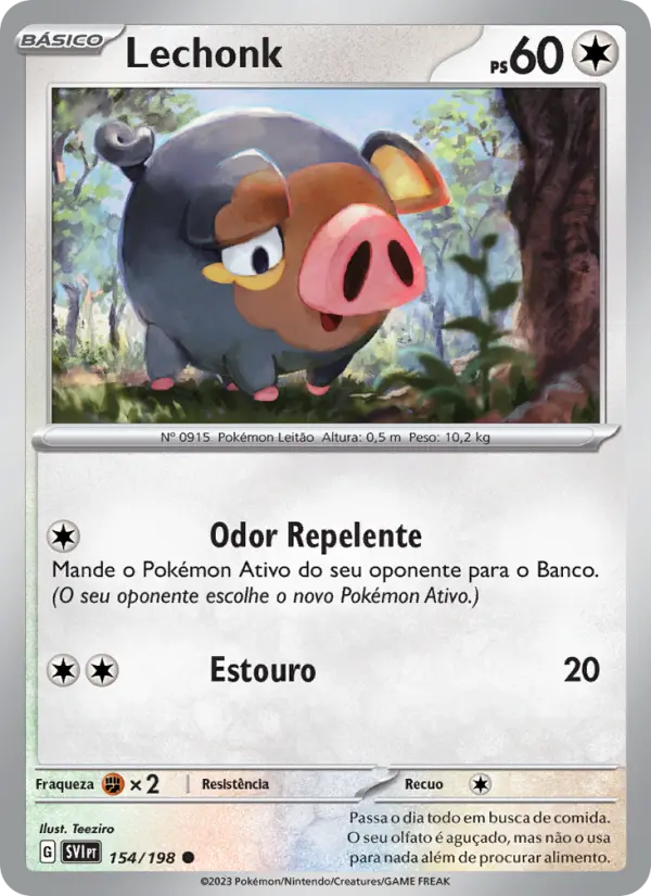 Carta Lechonk, número 154/198 da coleção Escarlate e Violeta