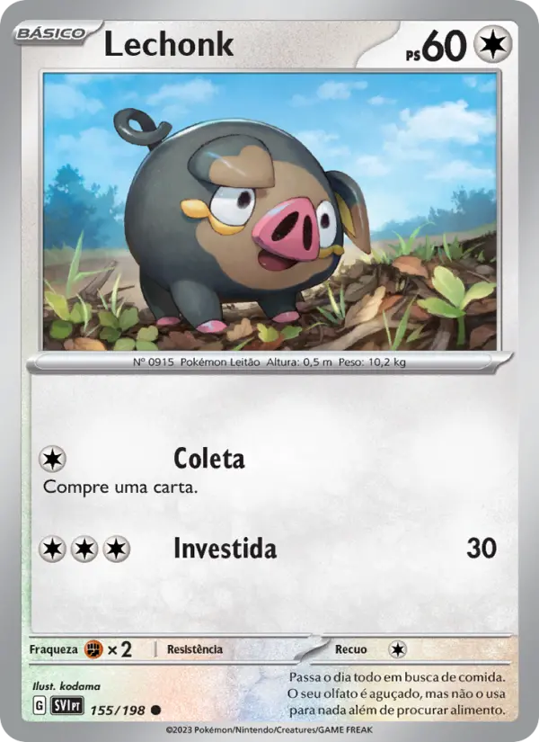 Carta Lechonk, número 155/198 da coleção Escarlate e Violeta